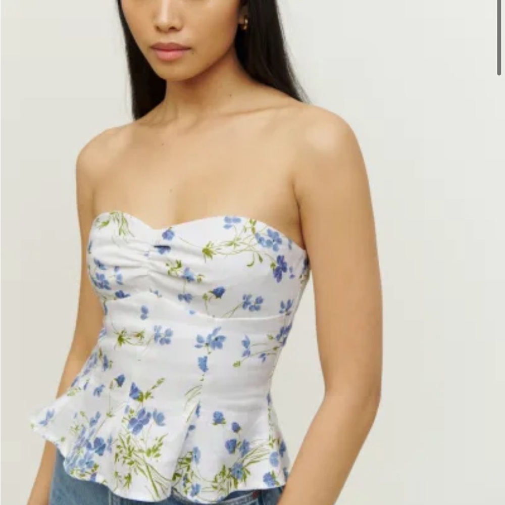 Reformation Floral Diana Linen Top sz 6 worn once
